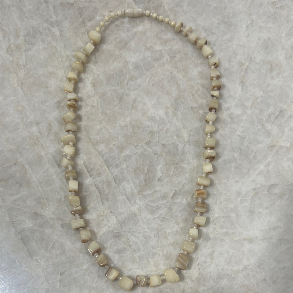 Elegant Cream Coral Bits Beaded Necklace